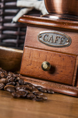 Italian coffee on wooden table