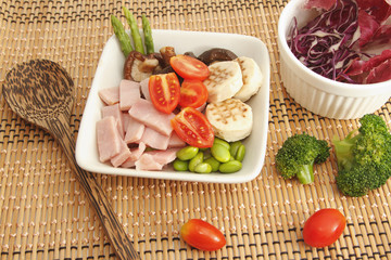 ham salad and mix vegetable