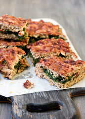 Meat pie with spinach filling