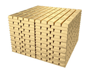 gold bullion on a white background