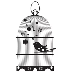 Wall murals Birds in cages Vintage birdcages with bird