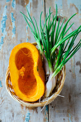 Fresh pumpkin and  onions
