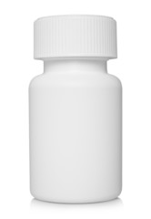 White medical container on white background .
