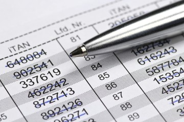 iTAN Liste f&uuml;rs Online-Banking