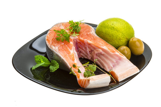 Raw Salmon steak