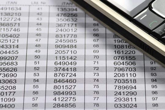 iTAN Liste f&uuml;rs Online-Banking
