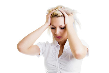Fototapeta premium Beautiful woman with headaches
