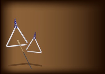 Fototapeta premium A Musical Triangle on Dark Brown Background