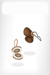 Two Beautiful Wooden Castanet with White Banner