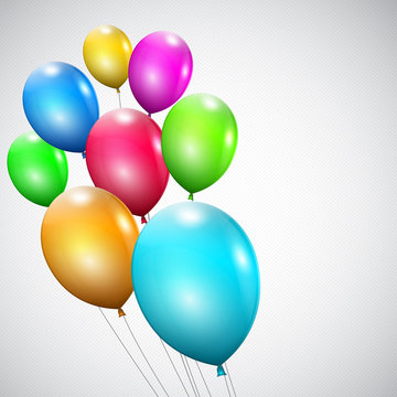 Multicolored balloons on striped background
