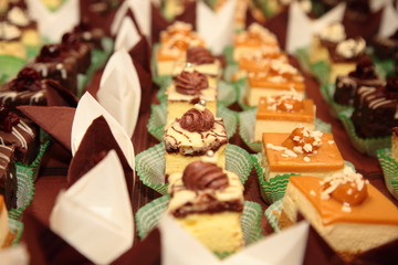 Naklejka na ściany i meble Varieties of cakes desserts catering sweets