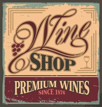 Vintage Metal Sign For Wine Shop