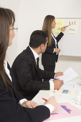 Woman making a business presentation to a group