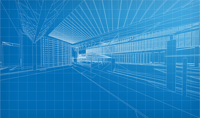 Wireframe of building 