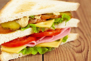 big sandwich with fresh vegetables