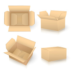 set of carton boxes on white