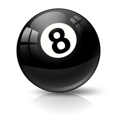 snooker pool ball eight on white