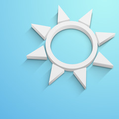 Summer holidays concept with sun on blue background.