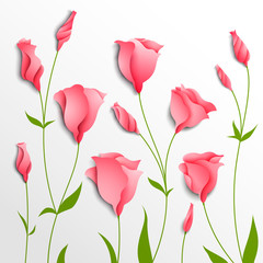 Flower vector background. Pink eustoma - 52223344