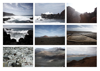 Lanzarote Collage, Meer, Landschaft und Berge