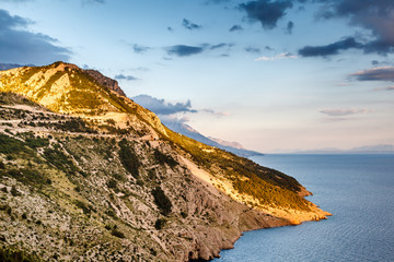 View on Makarska Riviera Coast in the Evening, Croatia