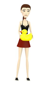 3d render of cartoon character with bath toy