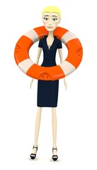 3d render of cartoon character with buoy