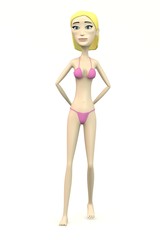 cartoon female character in swimsuit - bossy