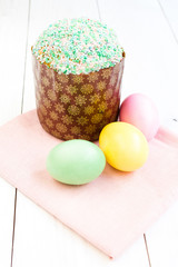 Fresh and tasty Easter cake and eggs