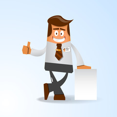 Happy office manager. Vector illustration 
