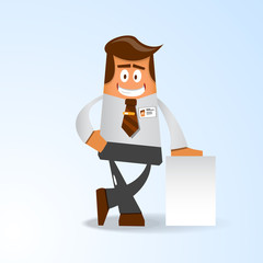Happy office manager. Vector illustration 
