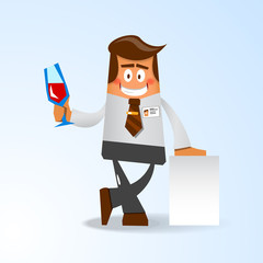 Happy office manager. Vector illustration 10 eps
