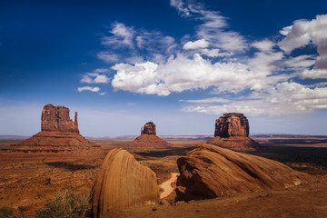 Classic View of Monument Valley and American West. - obrazy, fototapety, plakaty