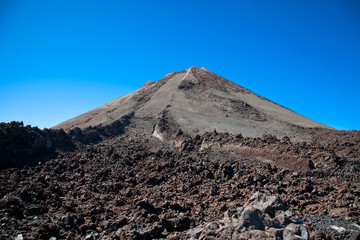 Top of Teide volcano and  lava landscape on Tenerife, Spain.