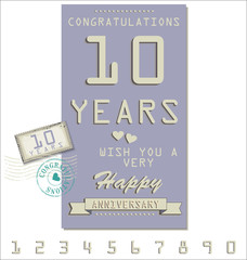 Template of anniversary, jubilee or birthday card retro style