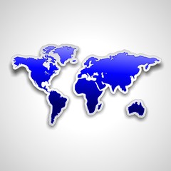 World Map Blue Sticker-Mappa Mondiale Adesivo Blu