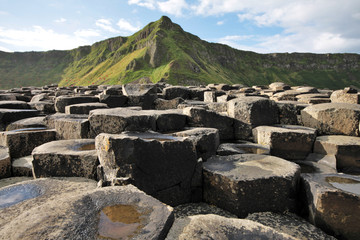 Giant's Causeway stones and mountain