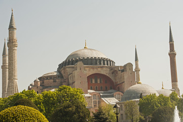 Fototapeta na wymiar View of the Hagia Sophia in Istanbul