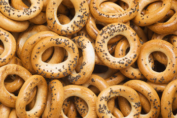 Round biscuits with poppy seeds
