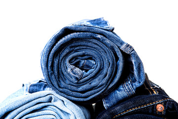 rolled jeans on white