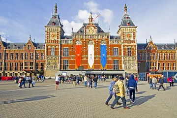 Foto op Canvas Versierde gebouwen tijdens kroning Amsterdam Nederland © Nataraj