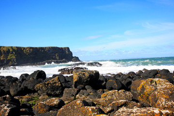 Fototapeta na wymiar Beautiful rocky coastline of Northern Ireland