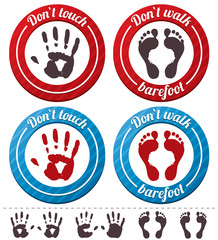 Vector conceptual feet and hand signs (set).