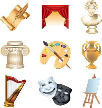 art icons detailed vector set