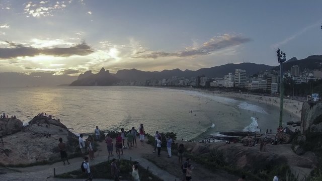 Brazil Rio sunset at Ipanema beach