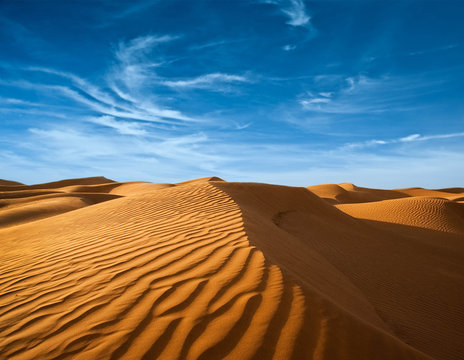 Desert of North Africa, sandy barkhans