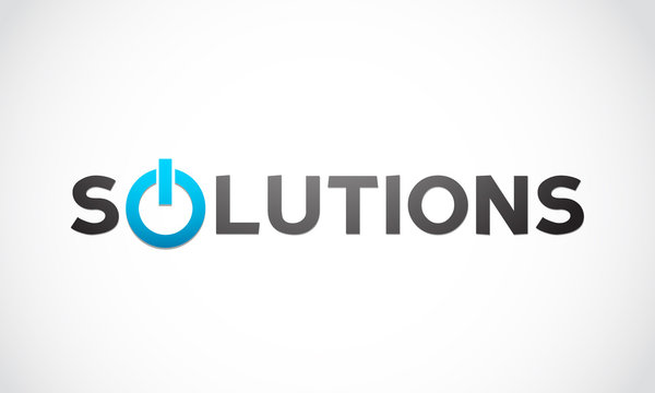 Solutions word with power icon