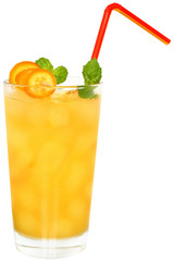 Citrus cocktail with orange juice and slice kumquat