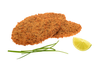 Turkey escalopes isolated on white