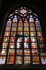 Vitrail de la Cathédrale Saints Michel et Gudule à Bruxelles, Belgique